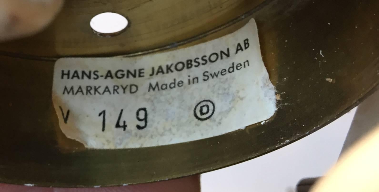 Mid-Century Modern Vintage Swedish Brass and Smoke Glass Globe Sconce by Hans-Agne Jakobsson