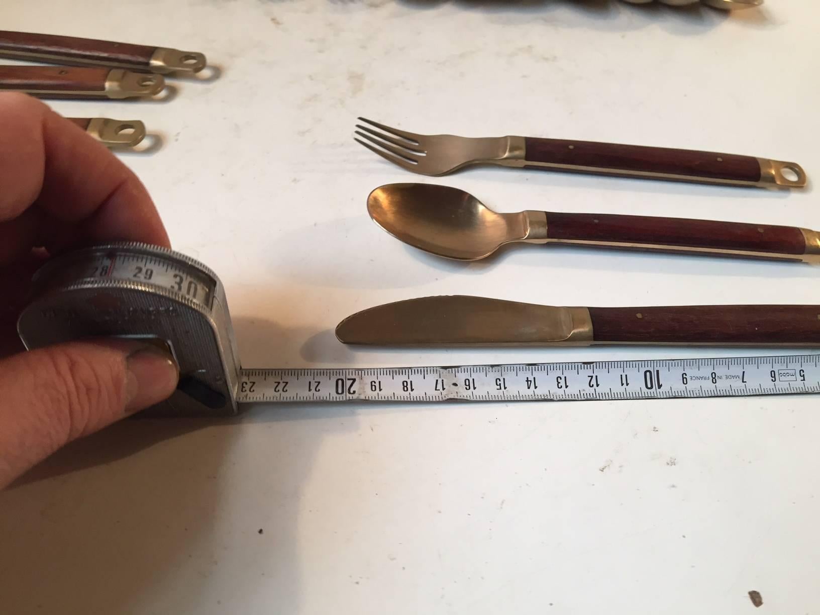 Mid-20th Century Danish Mid-Century Brass & Teak Cutlery Set by Carl Cohr, Set of 26 Pieces