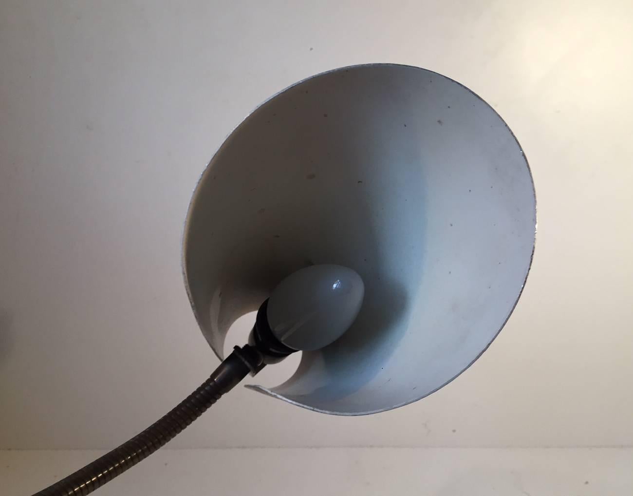 Aluminum Black Danish Wall Lamp with Brass Detailing by Fog & Mørup, 1950s