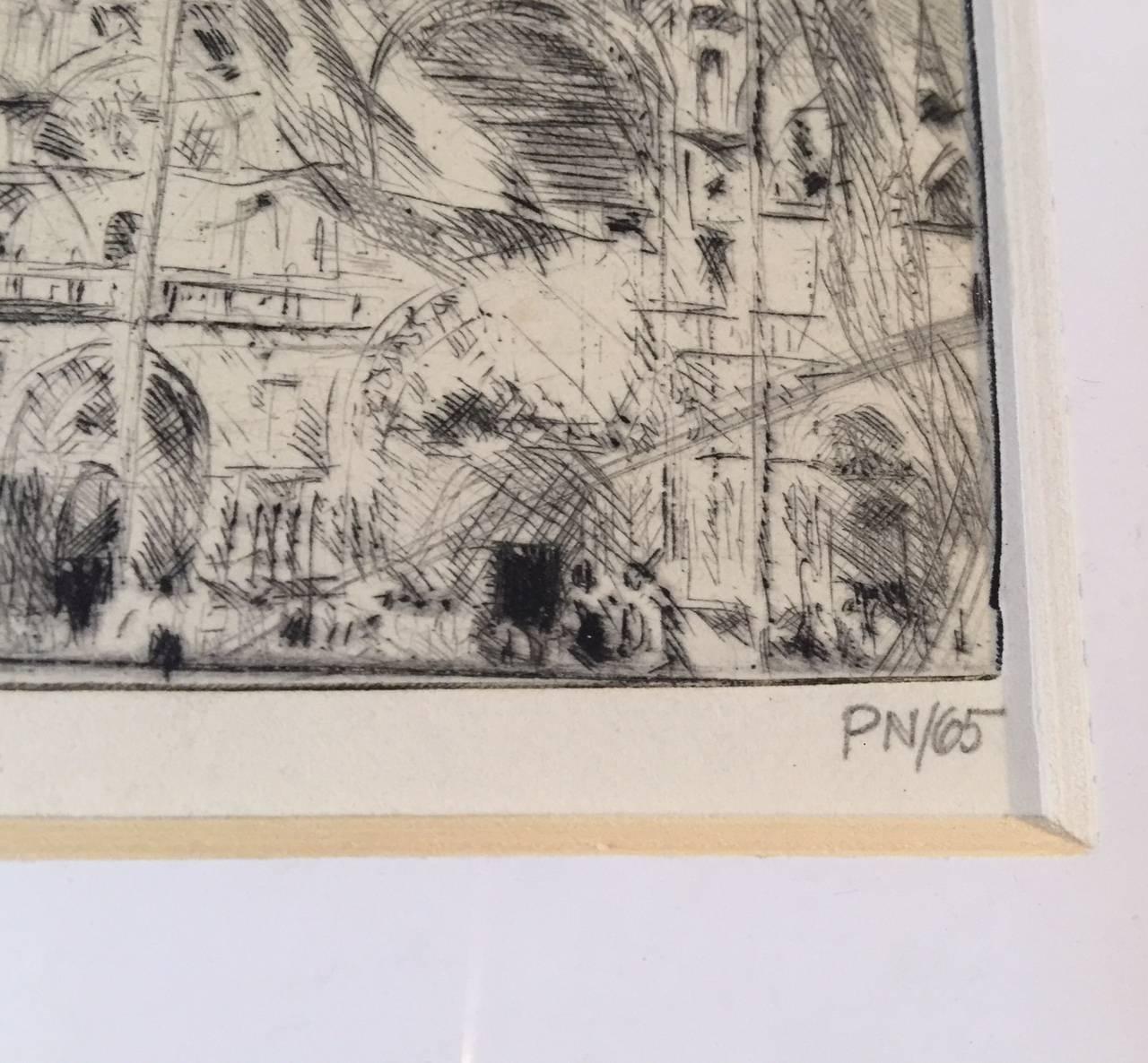 Modernistic Cityscape Miniature Woodcuts by Danish Artist Palle Nielsen 1