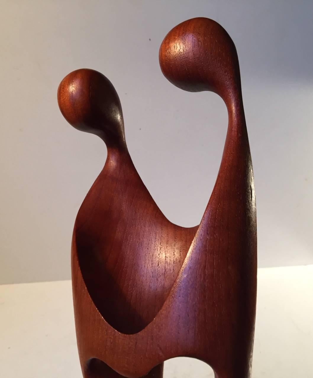 Organically shaped teak figurine or sculpture. Handmade in Denmark by Simon Møbelfabrik during the 1960s.