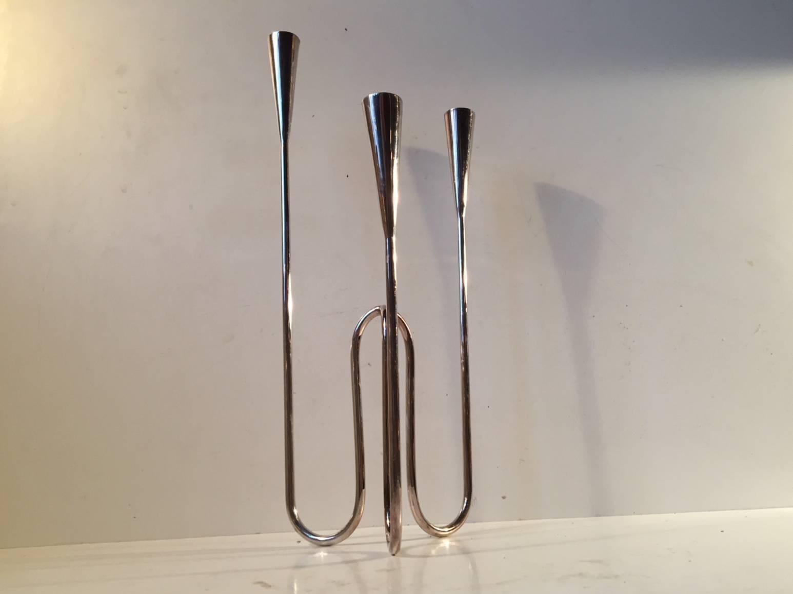 Mid-Century Modern Trio of Midcentury Atomic String Candleholders by Carl Cohr, Denmark, 1960s