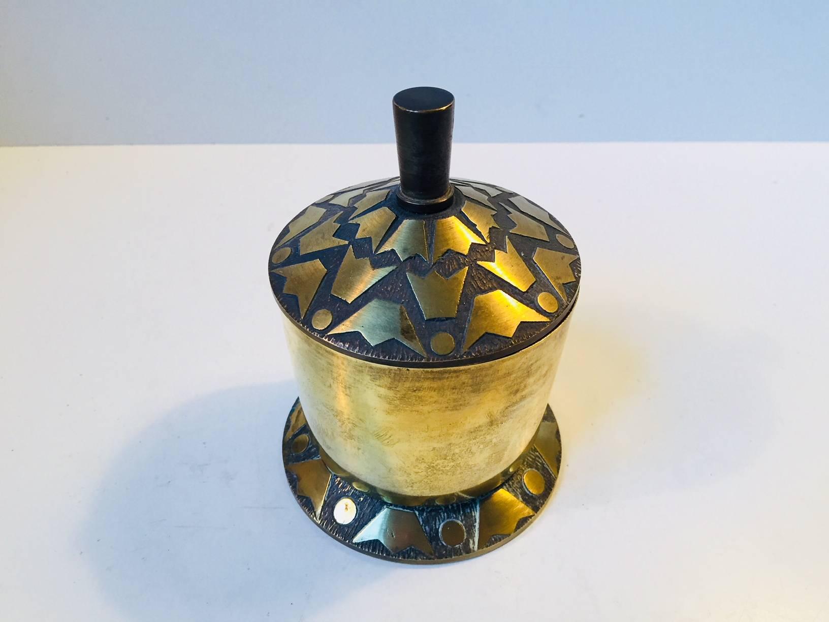 Danish Art Deco Lidded Jar, Trinket in Bronze by Nordisk Malm, 1940s In Good Condition In Esbjerg, DK