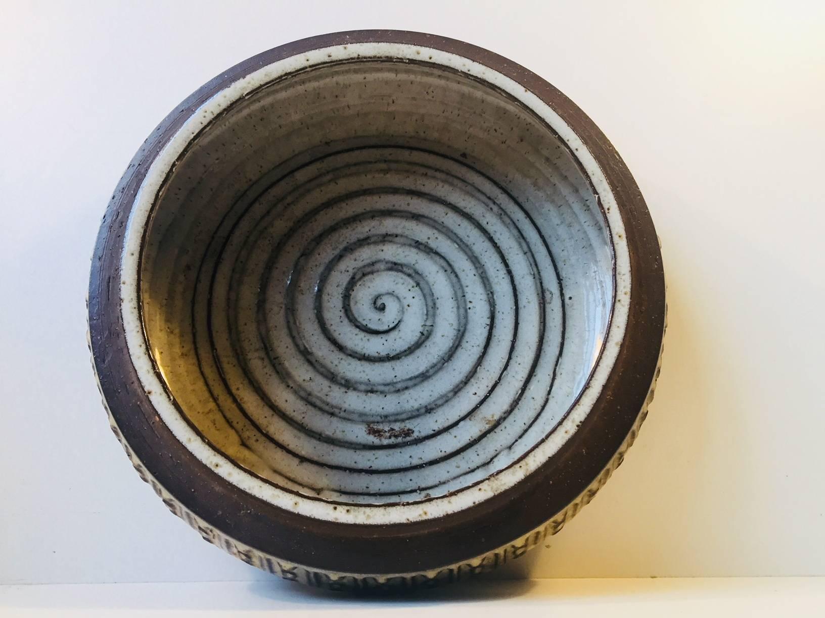 Glazed Danish Midcentury Stoneware 'Spiral' Bowl from Michael Andersen, 1960s