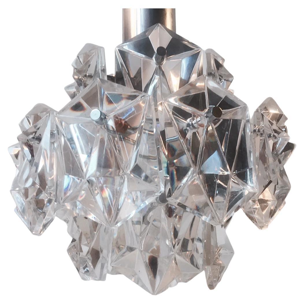 Mid-Century Modern Mid-Century Faceted Crystal Pendant Chandelier by J.T. Kalmar, 1960s For Sale