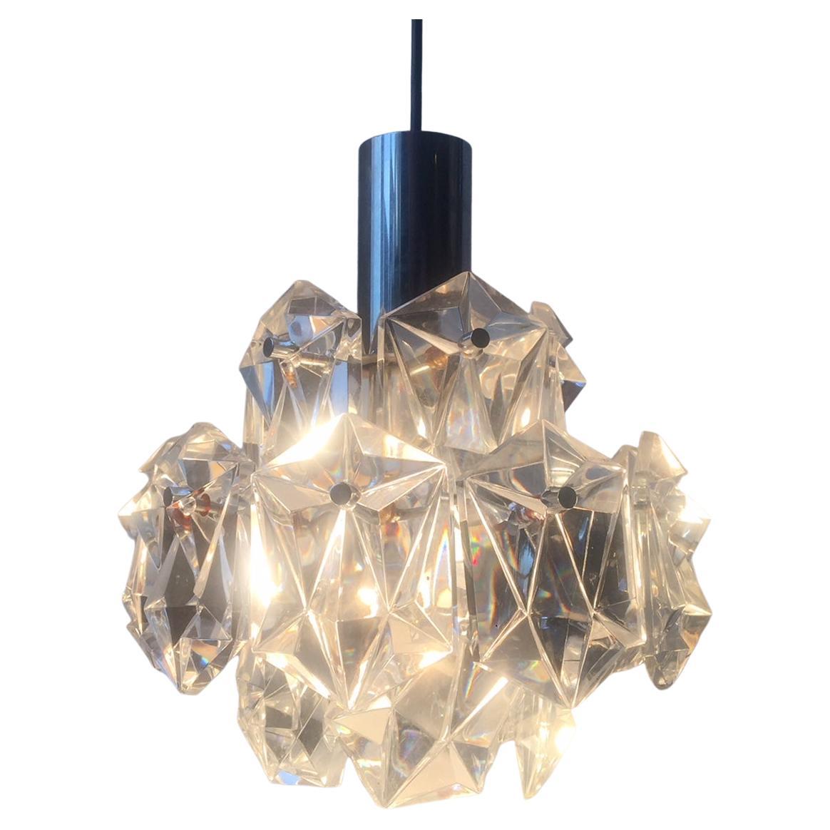 Mid-Century Faceted Crystal Pendant Chandelier by J.T. Kalmar, 1960s For Sale