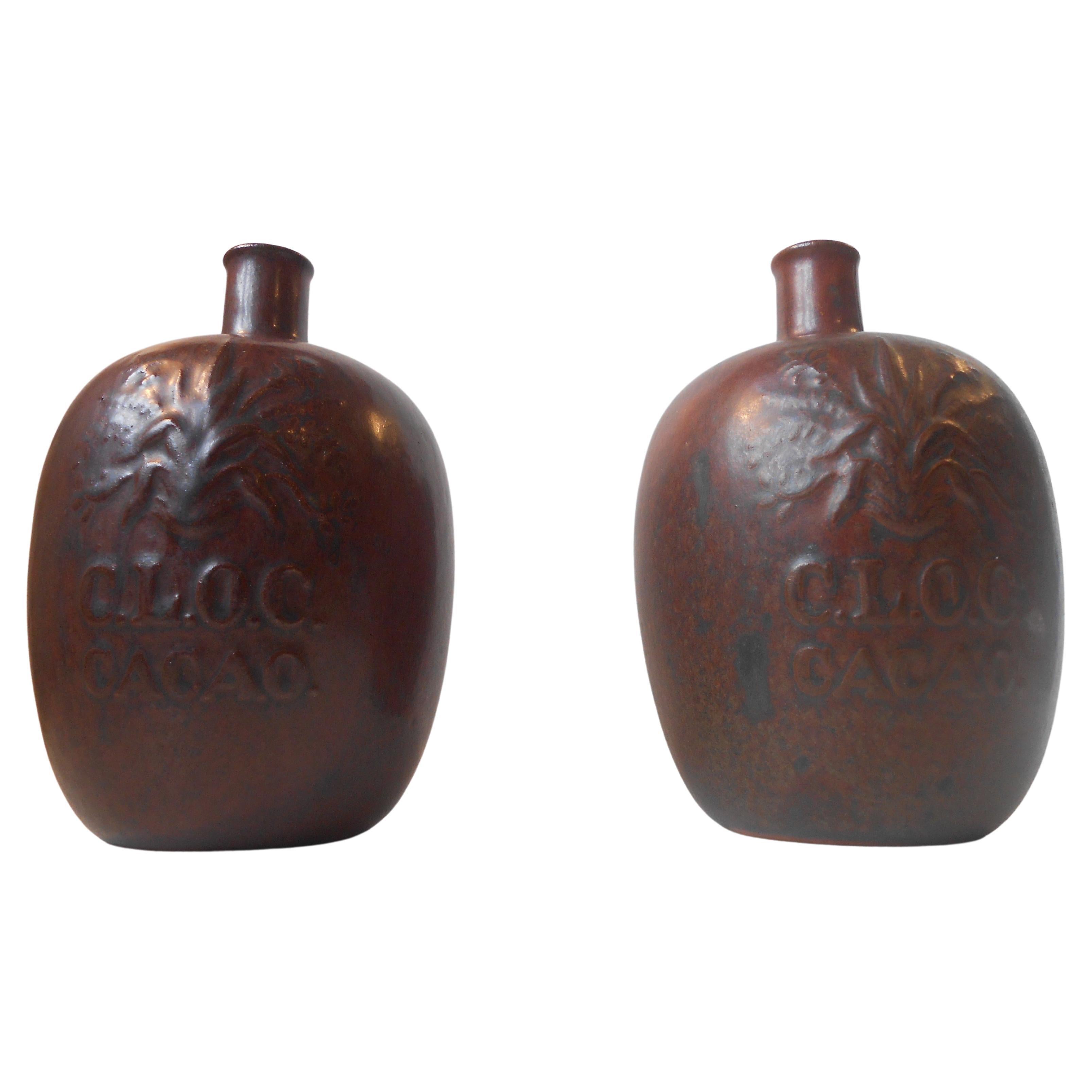 Vases-bouteilles en grès émaillé d'Arne Bang, années 1930