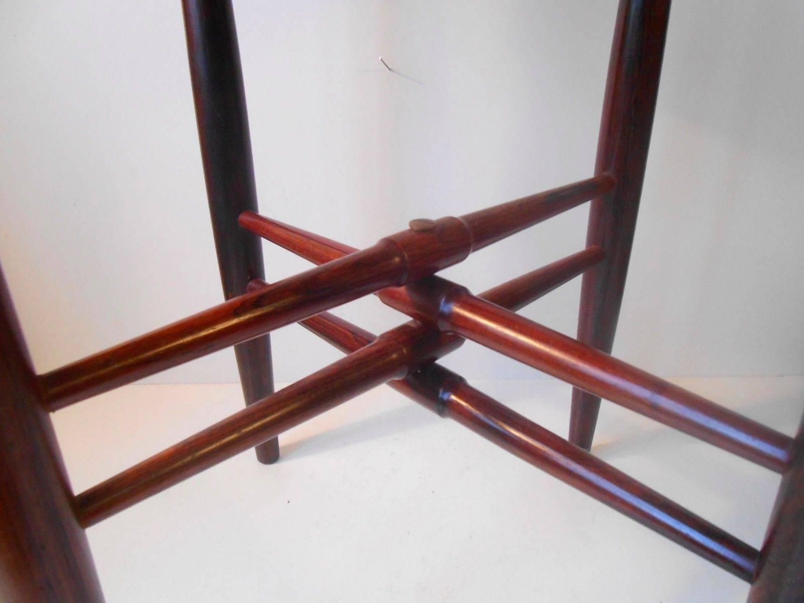 1960s Rosewood Side Brass Tray Table, Danish Modern by Poul Hundevad In Good Condition In Esbjerg, DK