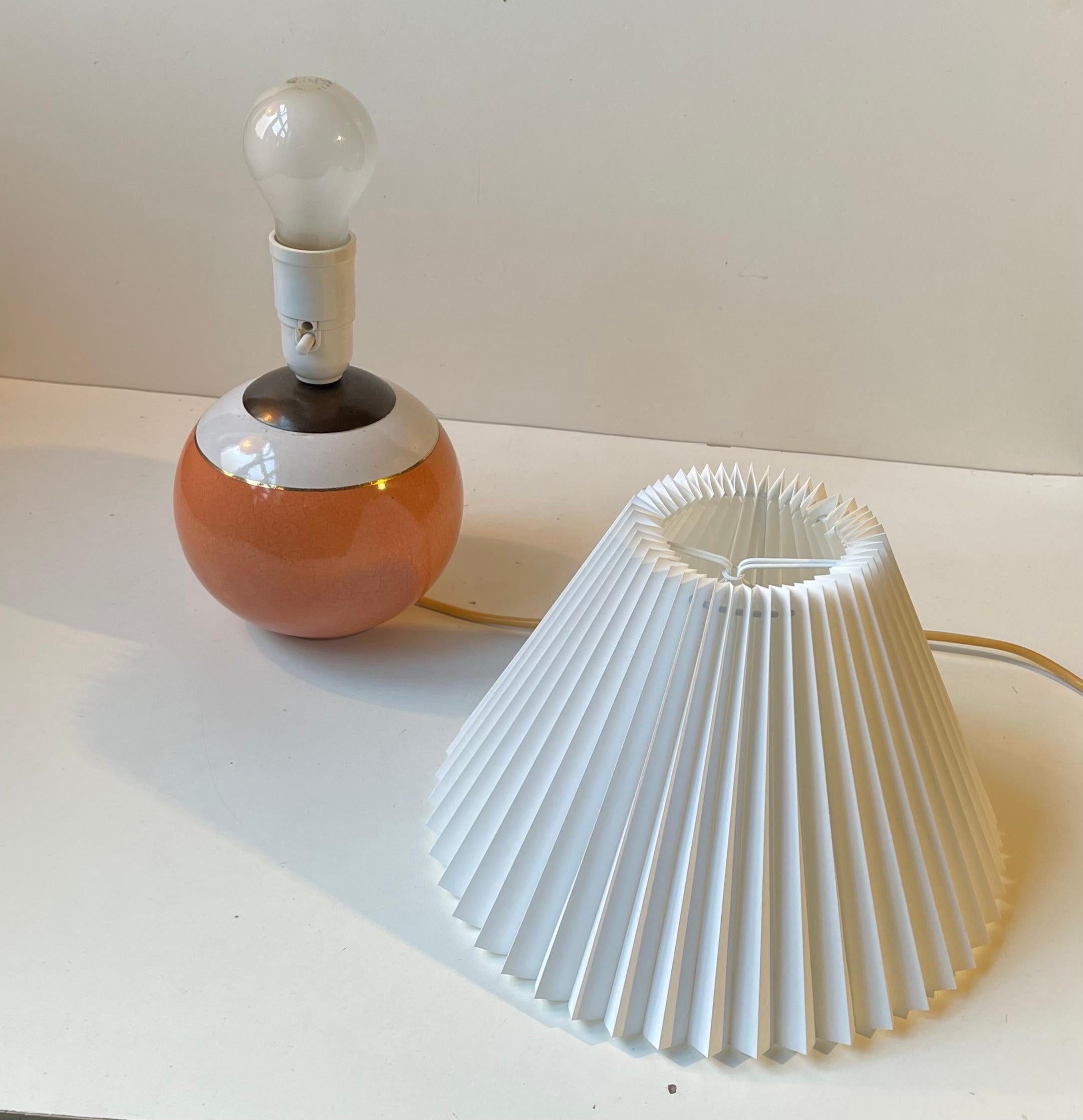 Ceramic Art Deco Glazed Spherical Table Lamp by E. F. F. Copenhagen, 1930s For Sale