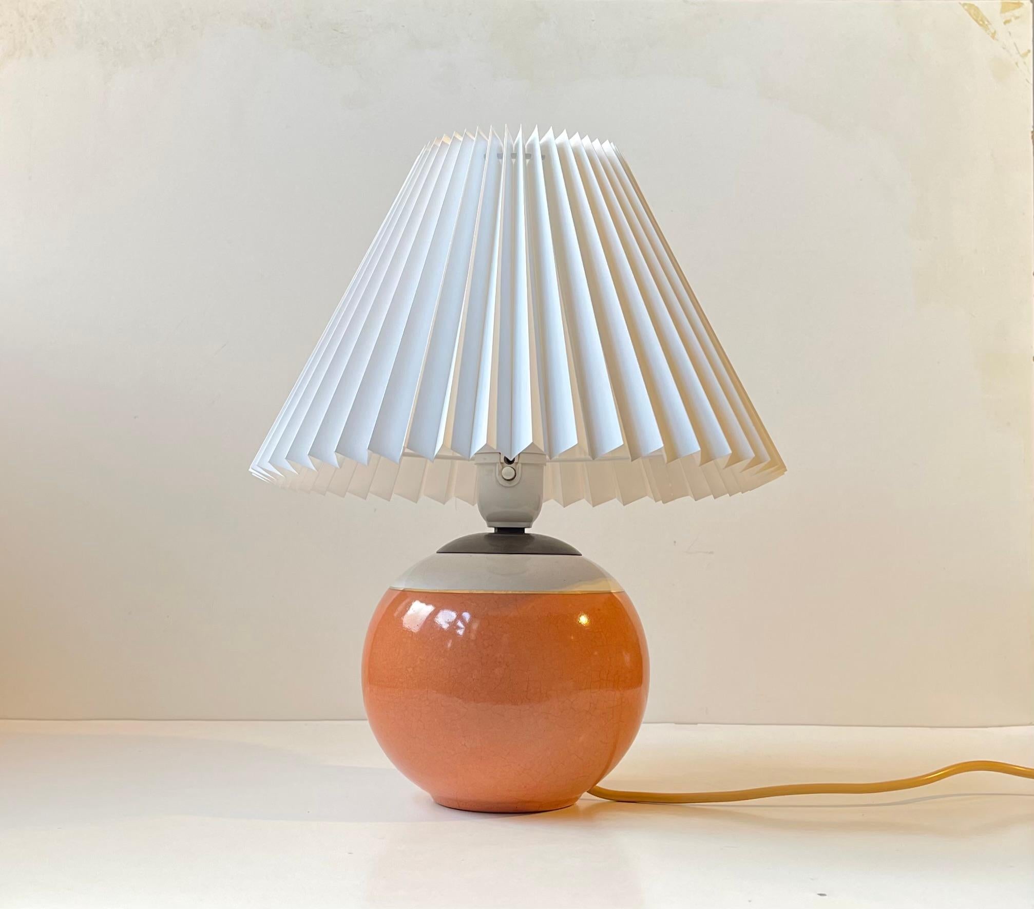 Danish Art Deco Glazed Spherical Table Lamp by E. F. F. Copenhagen, 1930s For Sale