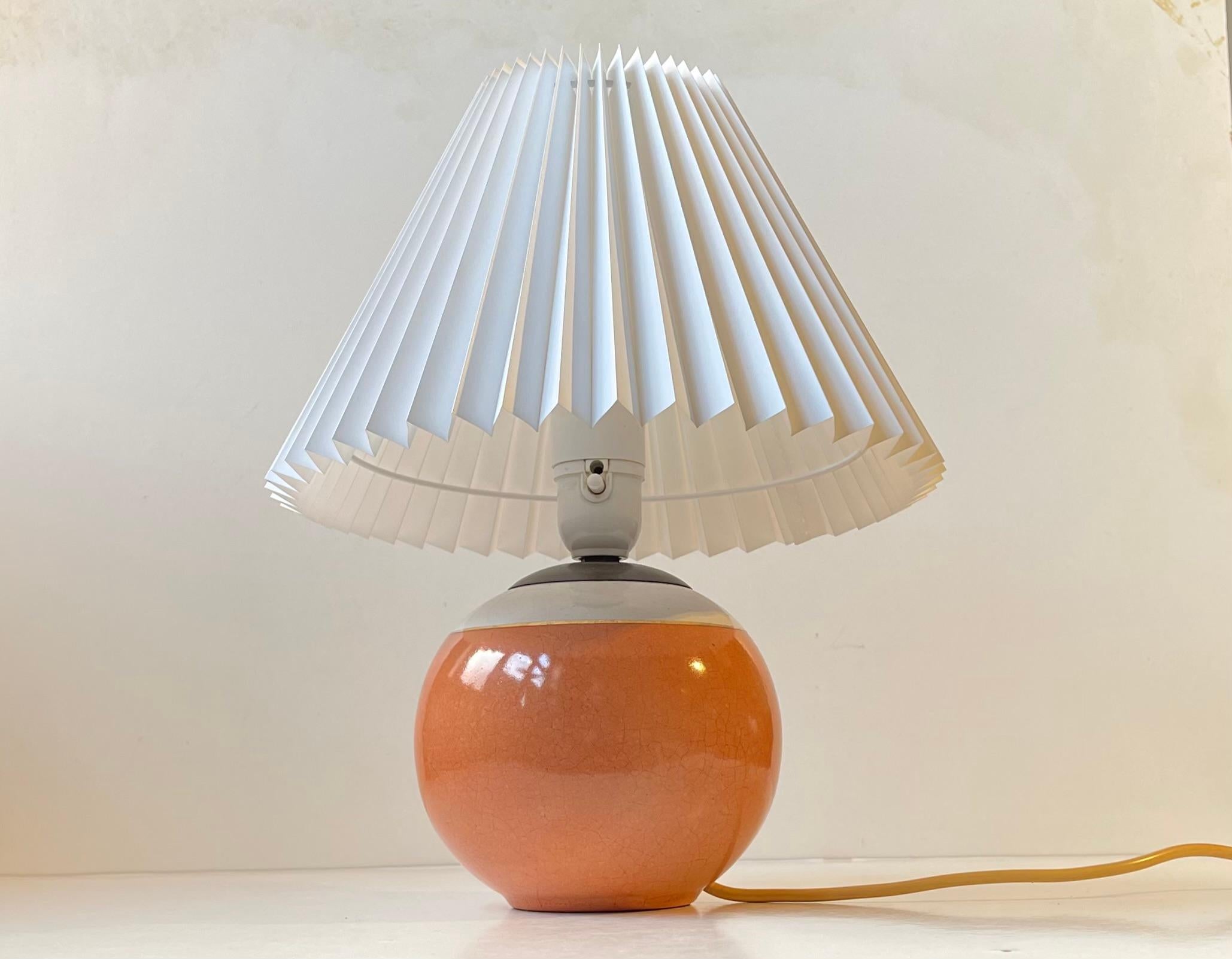 Art Deco Glazed Spherical Table Lamp by E. F. F. Copenhagen, 1930s In Good Condition For Sale In Esbjerg, DK