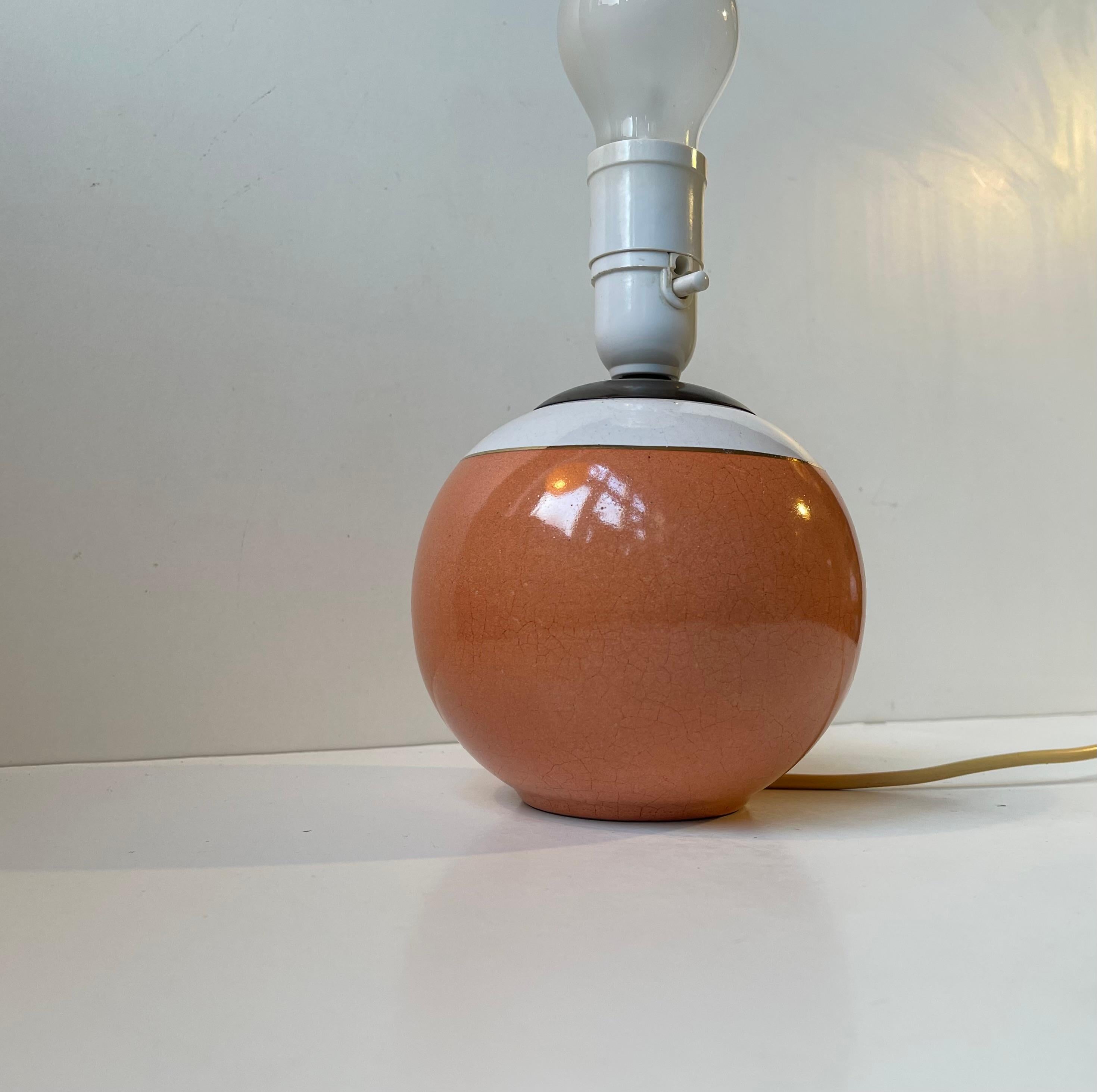 Art Deco Glazed Spherical Table Lamp by E. F. F. Copenhagen, 1930s For Sale 1