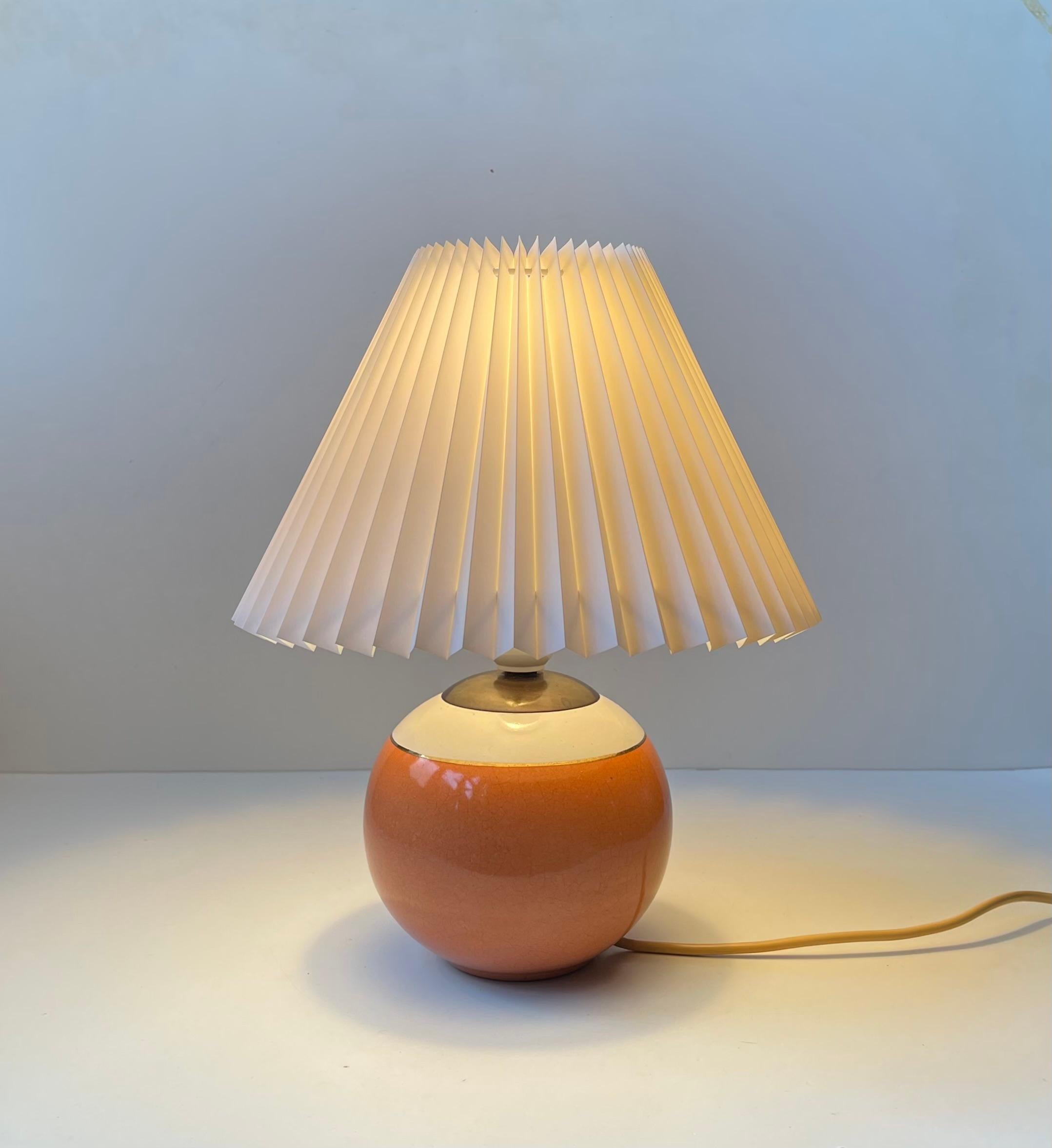 Art Deco Glazed Spherical Table Lamp by E. F. F. Copenhagen, 1930s For Sale 4