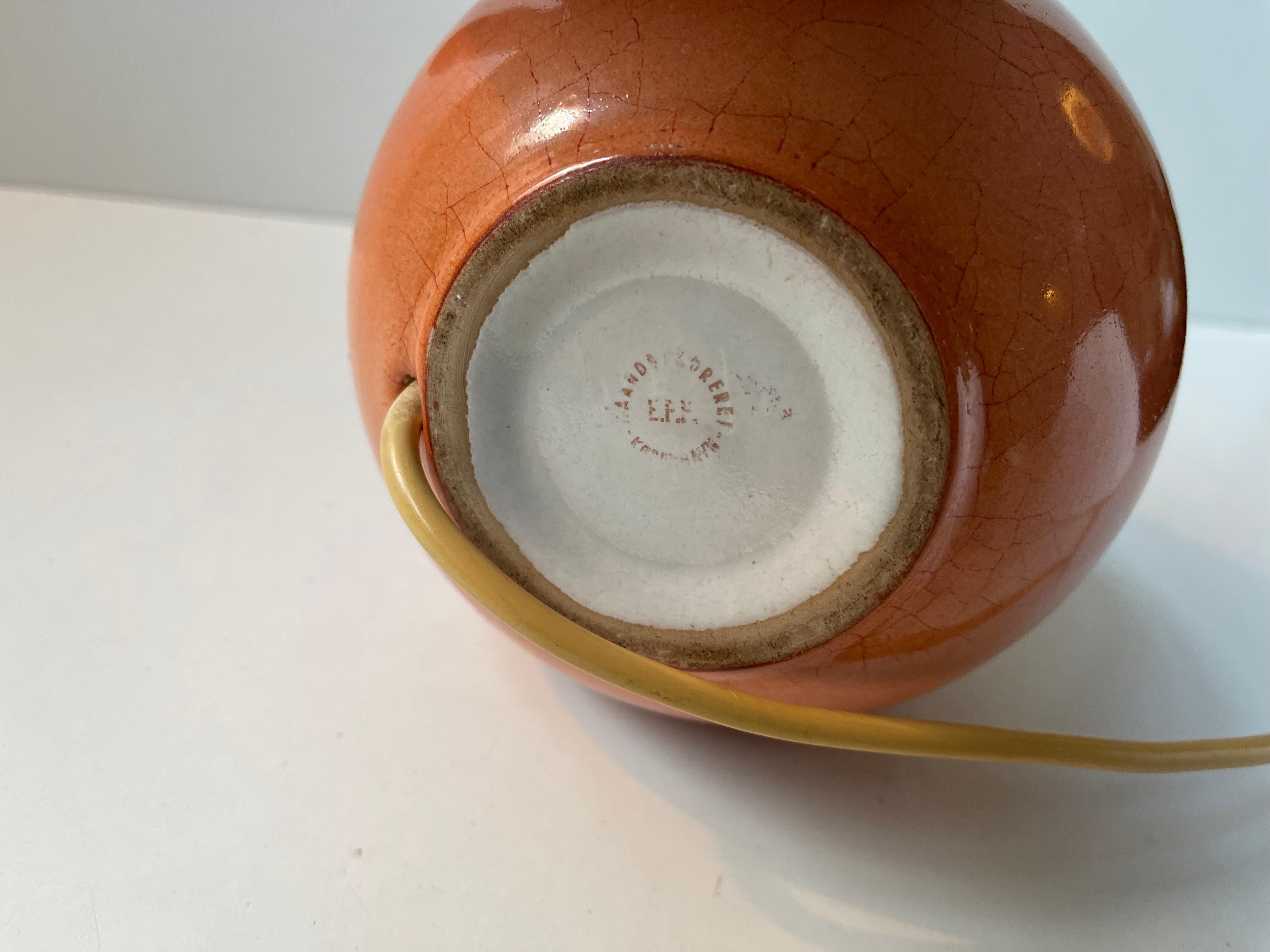 Art Deco Glazed Spherical Table Lamp by E. F. F. Copenhagen, 1930s For Sale 5