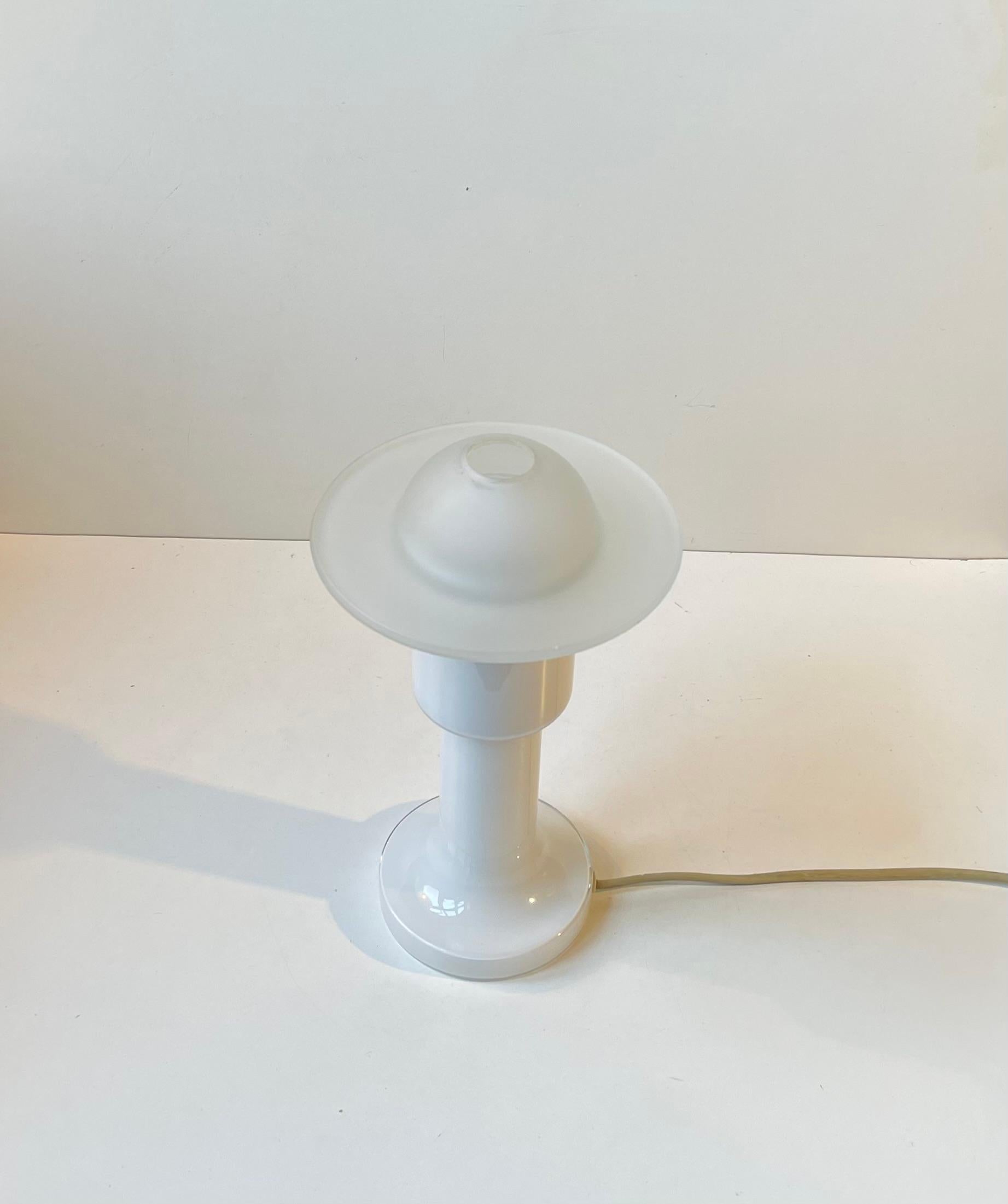 White Space Age Table Lamp in Opaline Glass by Holmegaard, 1970s For Sale 1