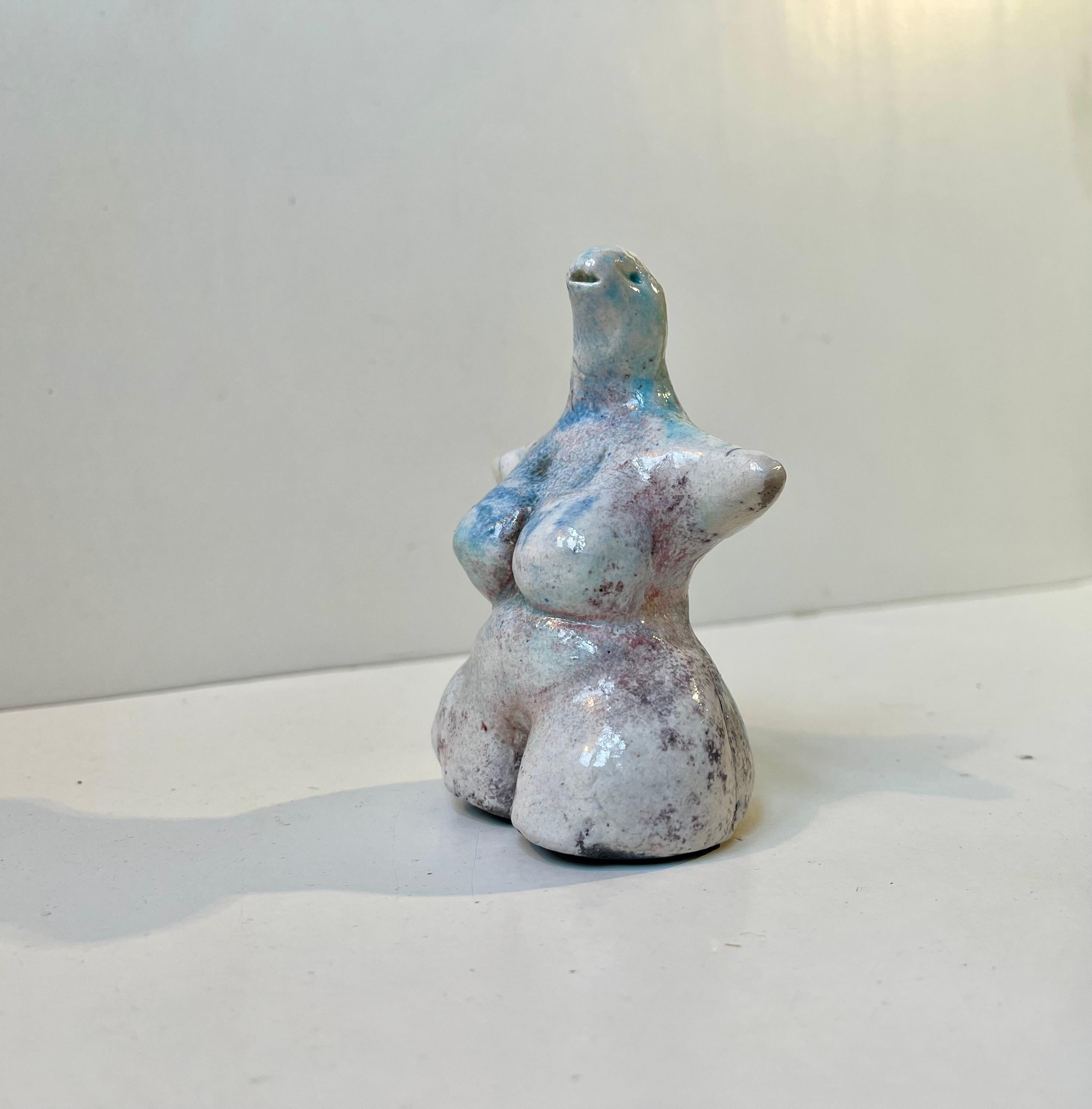 Post-Modern Scandinavian Surreal Female Figurine 'Lizard Queen' in the Style of Åke Holm For Sale