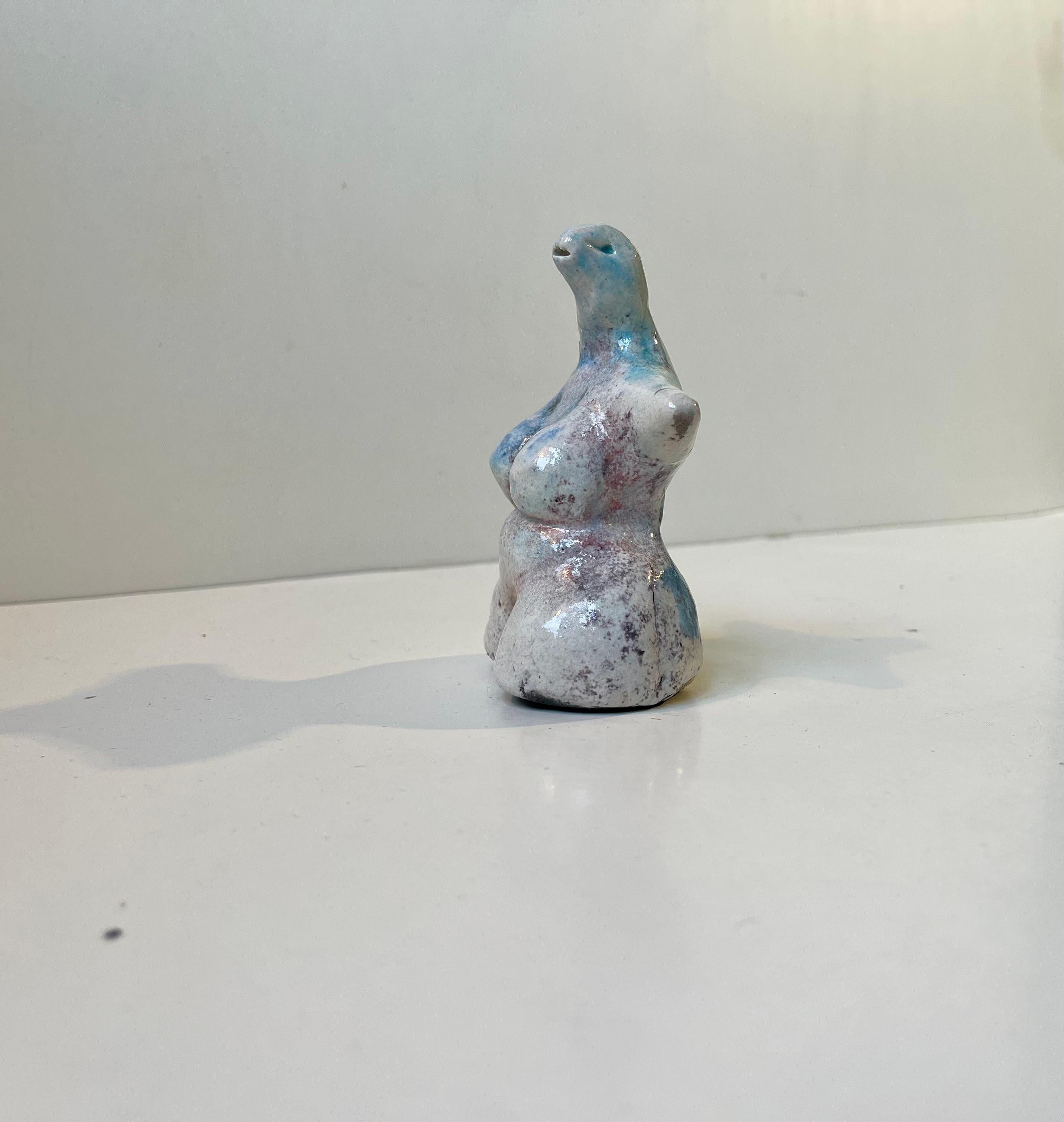 Scandinavian Surreal Female Figurine 'Lizard Queen' in the Style of Åke Holm For Sale 1