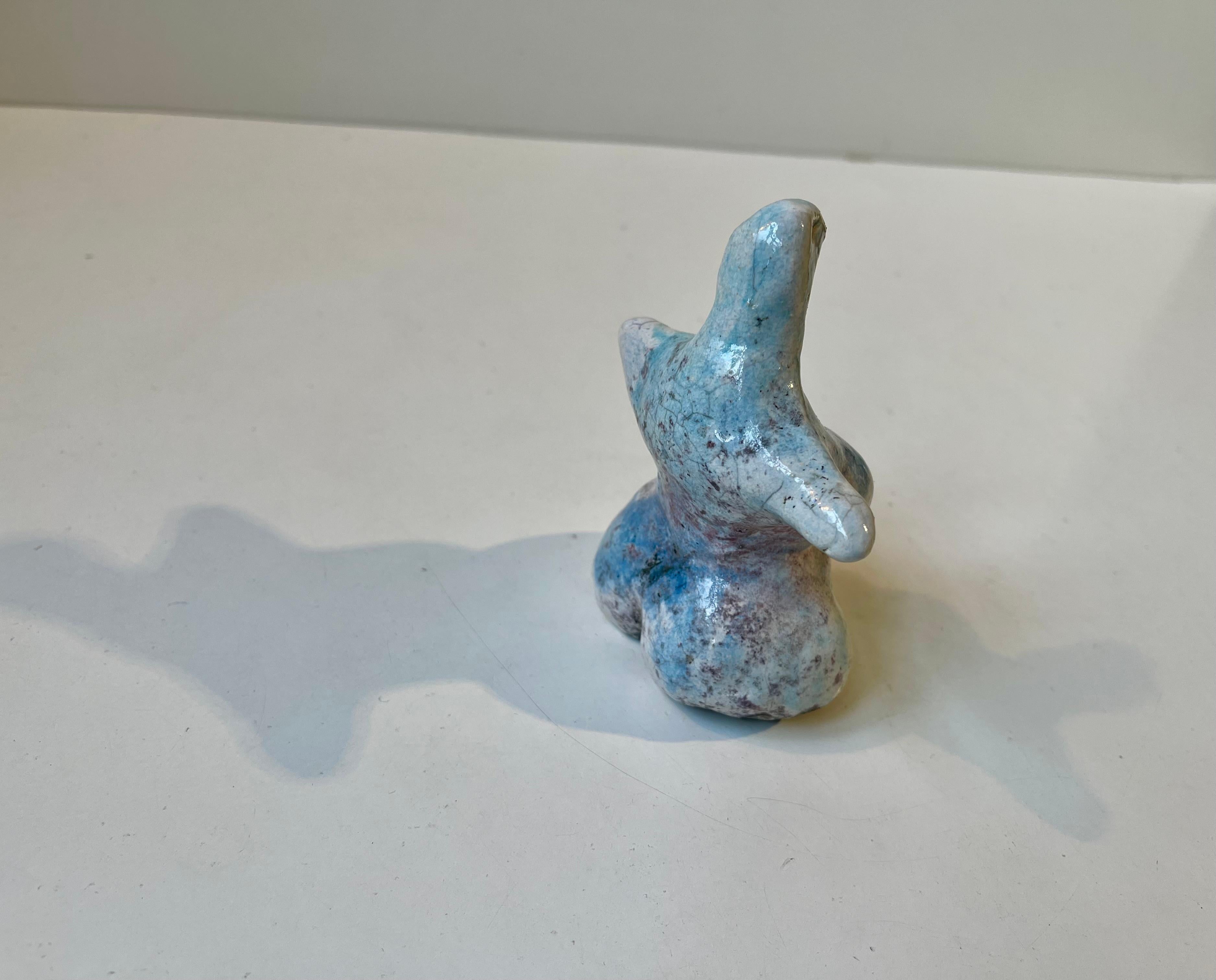 Glazed Scandinavian Surreal Female Figurine 'Lizard Queen' in the Style of Åke Holm For Sale