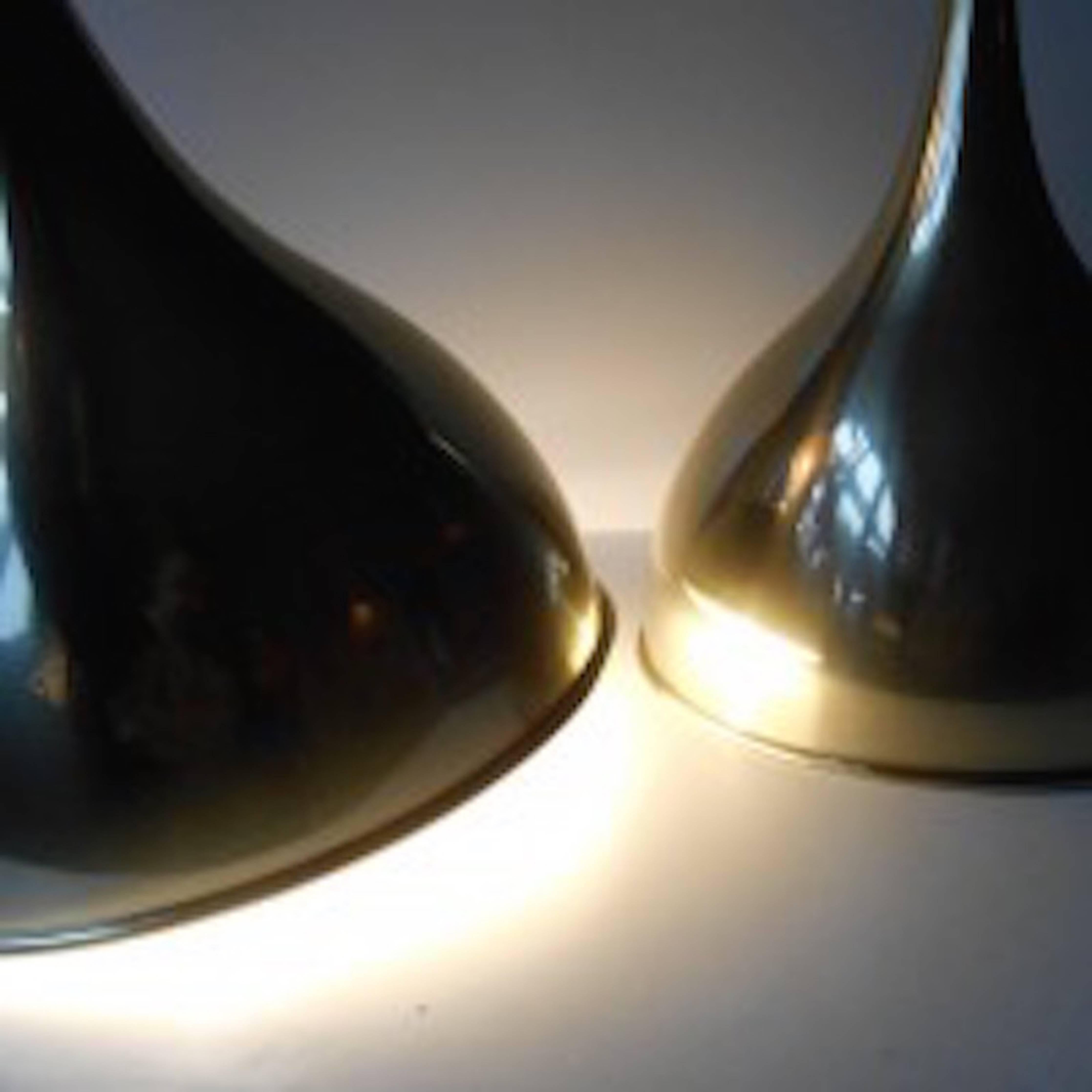 Danish Pair of 1970s Jo Hammerborg Silhuet Brass Pendant Lamps Fog & Mørup, Mid-Century