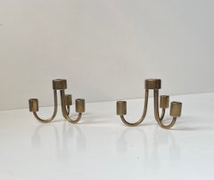 Small Danish Mid-Century Candle Holders in Brass, 1960s, a pair of 2