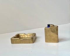 Vintage-Aschenbecher und Tischfeuerzeug im brutalistischen Stil von Lauterbach aus Bronze, 1970er Jahre