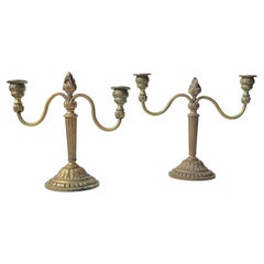 Candelabri antichi francesi in stile Luigi XIV - Portacandele in bronzo, set da 2