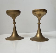 Midcentury Scandinavian Candleholders in Brass, 1960s, A set of 2