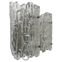 Swedish Crystal Ice Glass Wall Sconces by Carl Fagerlund for Orrefors, 1960s