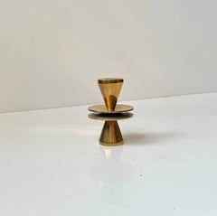 Design moderne suédois des années 1950 – petit bougeoir double en bronze