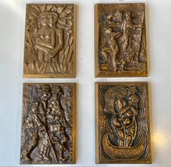Henry Heerup, Hans Olsen, Mogens Bøggild & Knud Nellemose Bronze Wall Plaques