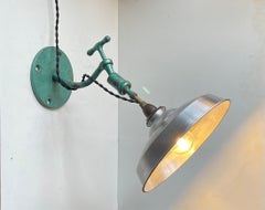 Scandinavian Green Industrial Wall, Table or Ceiling Lamp in Steel, 1950s
