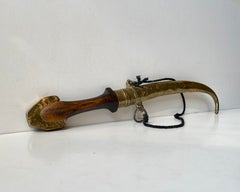 Vintage Islamic - Moroccan Dagger in Hand-engraved Brass, 19th century