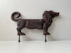 Old European Dachshund Sign in Cast Iron - Two Sided
