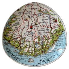 Turi Gramstad Oliver Silkscreen Ceramic Map of Setesdal Norway - Stavangerflint