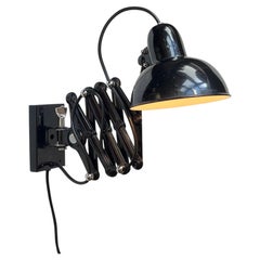 Lampada da parete articolata a forbice nera in stile Bauhaus, Germania, anni '50