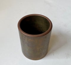 Scandinavian Bauhaus Vase or Pen Holder in Patinated Bronze, 1930s