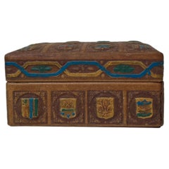 Vintage Italian Cigarette Box in Embossed Leather, 1950s