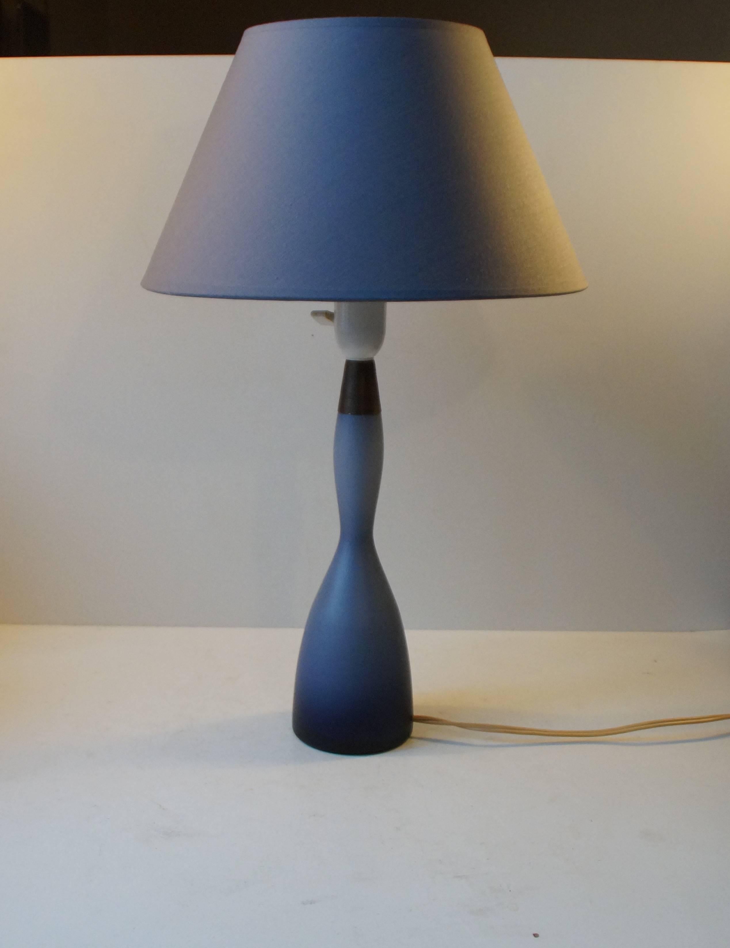 Mid-Century Modern Rare 'Nightblue' Cased Glass Table Lamp by Bent Nordsted for Holmegaard/Kastrup