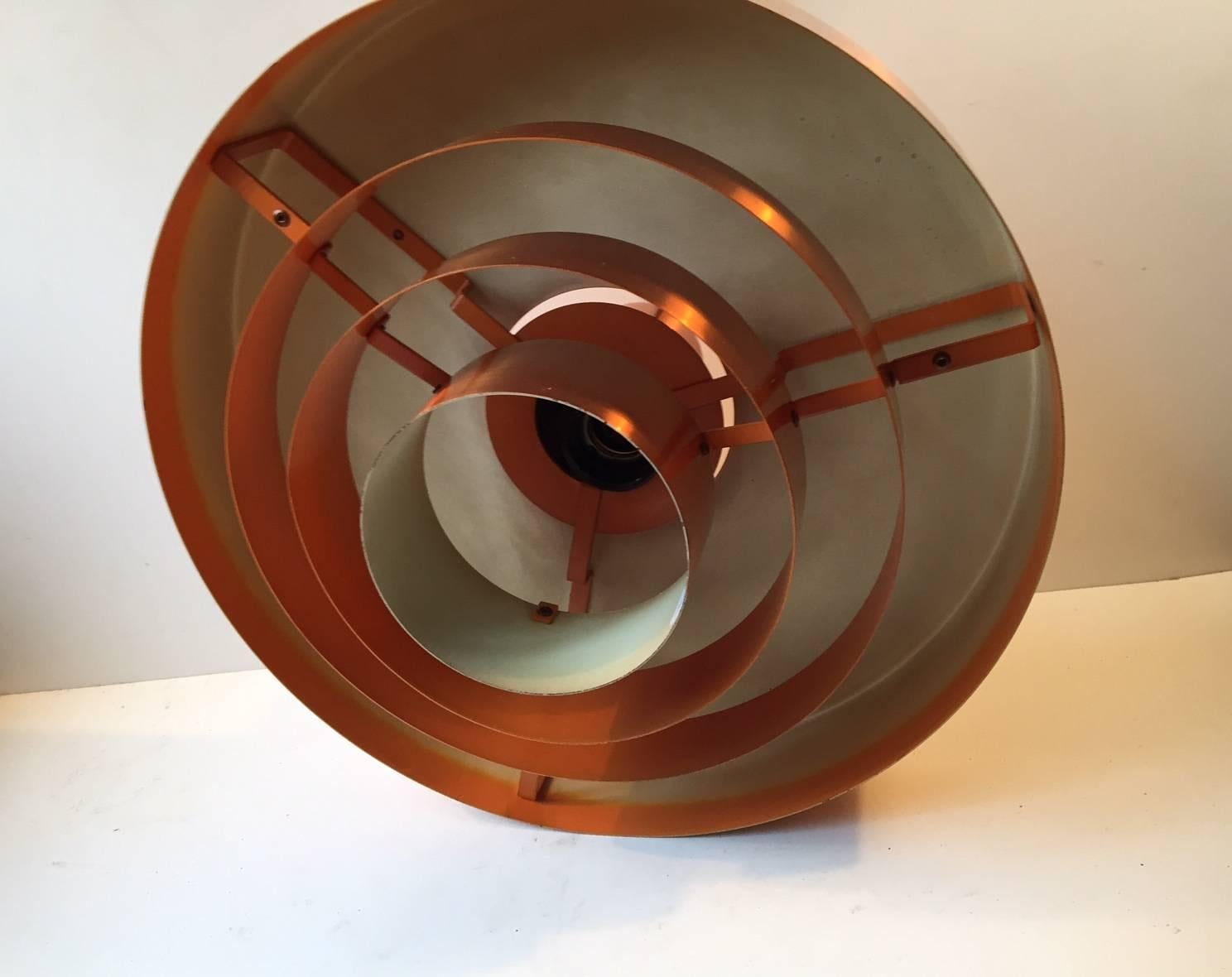 Danish Solid Copper Pendant Lamp 'Roulet', Jo Hammerborg for Fog & Mørup Denmark, 1963