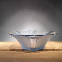 Vintage 1930s Frosted Blue Glass Dessert Serving Set