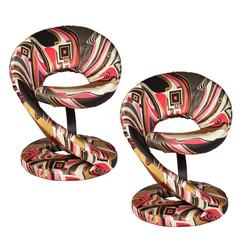 Louis Durot Spiral Chairs Upholstered in Pucci Silk, Pair 12