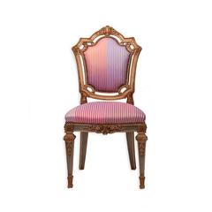 Louis XVI Side Chairs in Syrian Damascus Metallic Stripes, Pair