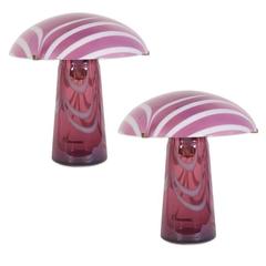 Vistosi Murano Glass Mushroom Lamps Pair 6