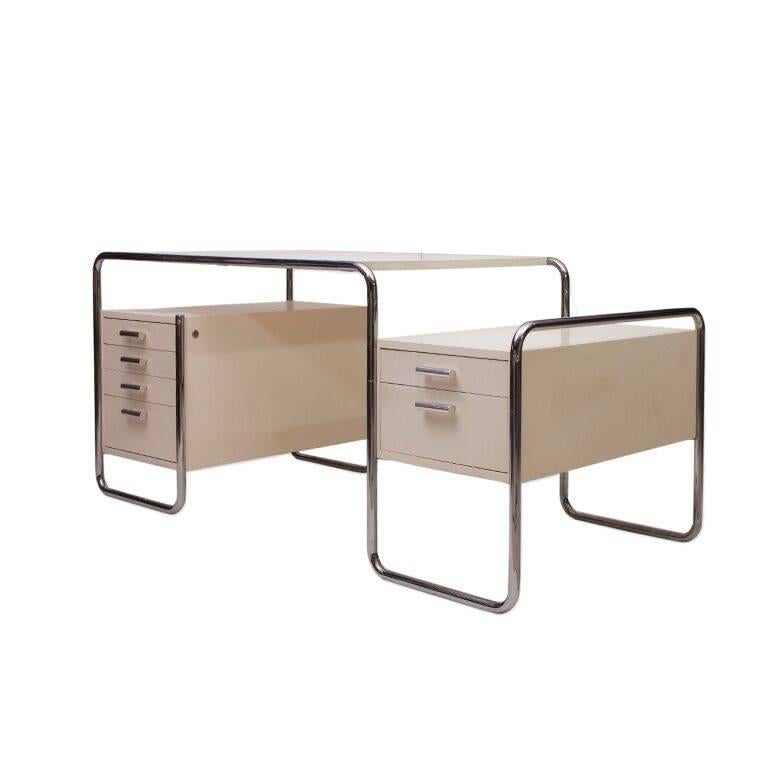 Austrian Marcel Breuer Chromed Steel and Enameled Desk