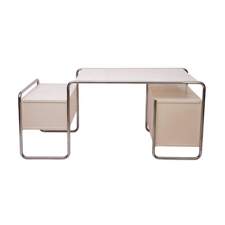 Mid-Century Modern Marcel Breuer Chromed Steel and Enameled Desk