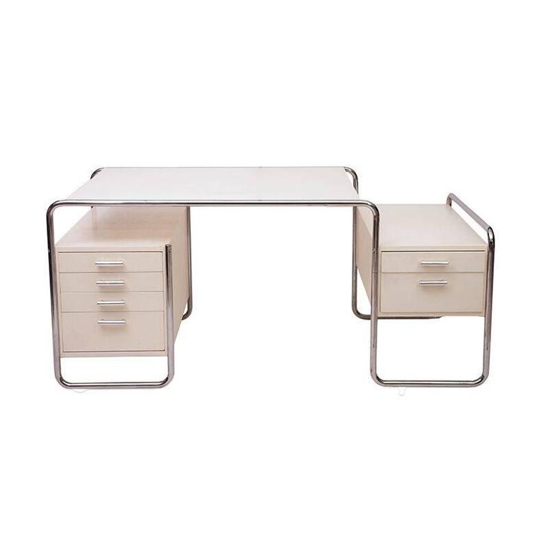 Marcel Breuer chromed-steel and enameled desk, 1970