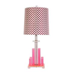 Pink Lucite Table Lamp with Custom Missoni Lampshade 5