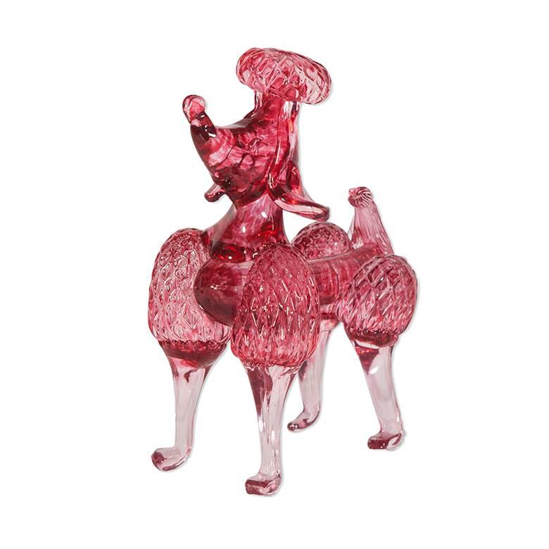 Pink Murano Art Glass Poodle 
