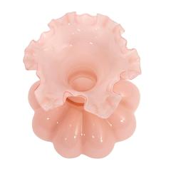 Blush Pink Murano Ruffle Vase