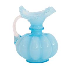 Aquamarine Blue Murano Ruffle Vase Pitcher